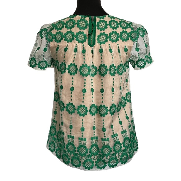 ANTHRO Leifsdottir Sheer Embroidered Floral Blouse with Exposed Zipper - Picture 2 of 8